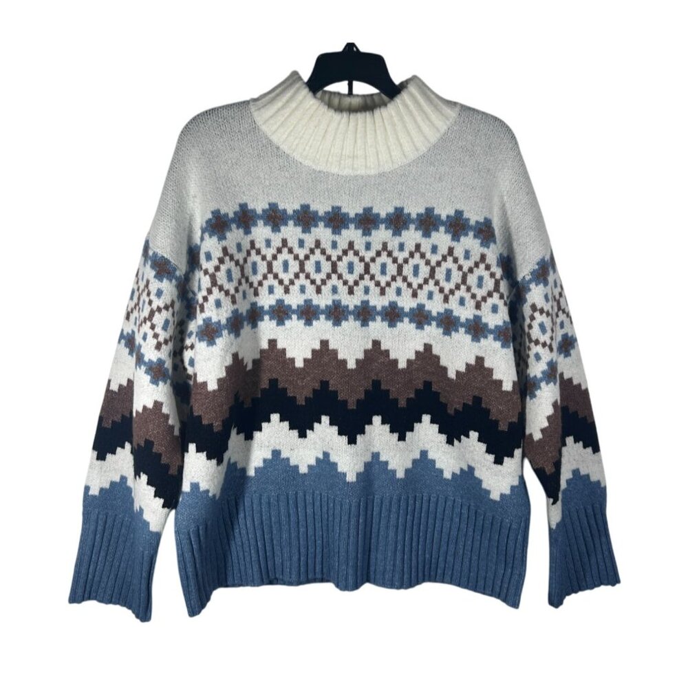 Joseph A. Sweater Women's Size Large Fair Isle Pattern Denim Combo New With Tags